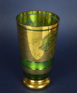 Vaas met gouden draken - groen glas