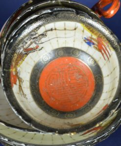 Aziatische thee kop-, en schotels met kleurrijke draken - set van 4