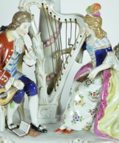 Tafellamp Frankenthal porselein muzikaal tafereel met harp
