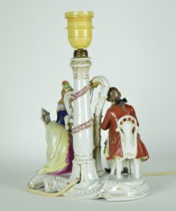 Tafellamp Frankenthal porselein muzikaal tafereel met harp