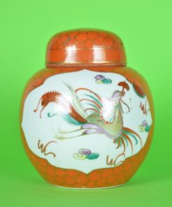 Gemberpot met draak - oranje- ijzerrood - porselein