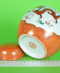 Gemberpot met draak - oranje- ijzerrood - porselein