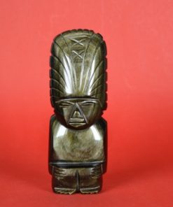 Mexicaanse Indiaan met hoofdtooi - goud obsidiaan