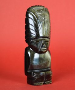 Mexicaanse Indiaan met hoofdtooi - goud obsidiaan