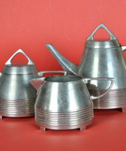 Art Deco Theepot, suikerpot en melkkan - Daalderop - Tin