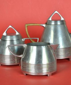 Art Deco Theepot, suikerpot en melkkan - Daalderop - Tin
