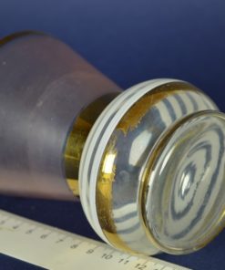 Vaasje met witte streep, roze en goud - glas