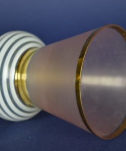 Vaasje met witte streep, roze en goud - glas