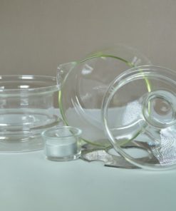 Theepot en theelicht van glas