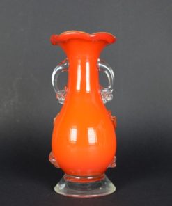Vaas - oranje met gele bloem - Murano glas