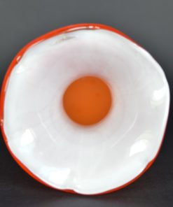 Vaas - oranje met gele bloem - Murano glas