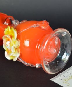 Vaas - oranje met gele bloem - Murano glas
