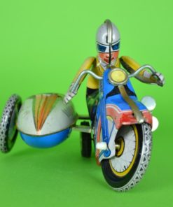 Opwindspeelgoed motorrijder met zijspan -blik