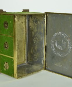 Blik met antiek Egyptisch hoofd 1920 - groen fluweel