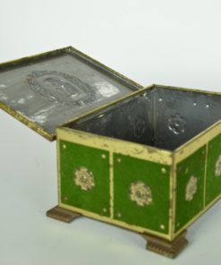 Blik met antiek Egyptisch hoofd 1920 - groen fluweel