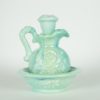 Avon waterkom en kruik met stop - gemarmerd turquoise melkglas