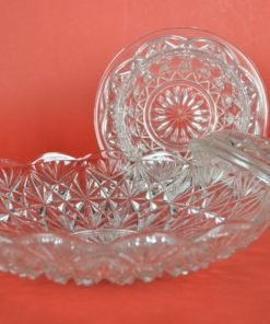 Grote diepe schotel met geschulpte rand - kleurloos glas