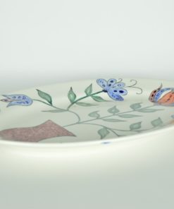 Ovale schotel met bloem in bloempot - aardewerk