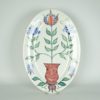 Ovale schotel met bloem in bloempot - aardewerk