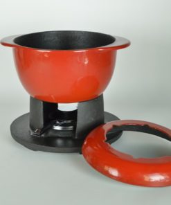 Fonduepan rood emaille - gietijzer