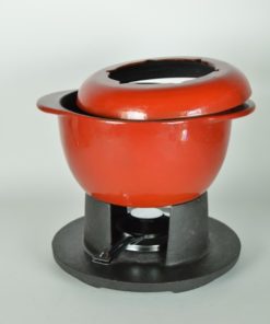 Fonduepan rood emaille - gietijzer