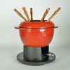 Fonduepan rood emaille - gietijzer