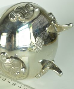 Koffiepot op voetjes en rieten handvat - Made in Holland - metaal