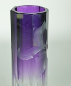 Vaas met Iris - paars en kleurloos kristal