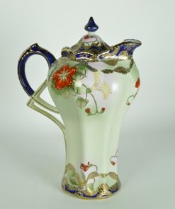 Chocolade pot Pruisisch handgeschilderd met bloemen - antiek porselein