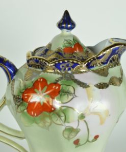 Chocolade pot Pruisisch handgeschilderd met bloemen - antiek porselein