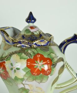 Chocolade pot Pruisisch handgeschilderd met bloemen - antiek porselein