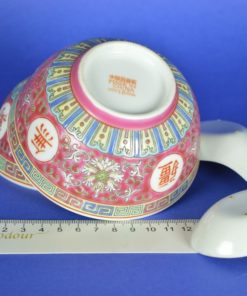 Rijstkom met lepel - perzikbloesem rood - keramiek set van 2