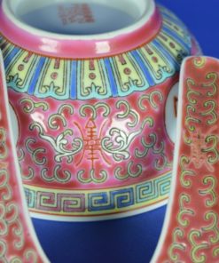 Rijstkom met lepel - perzikbloesem rood - keramiek set van 2