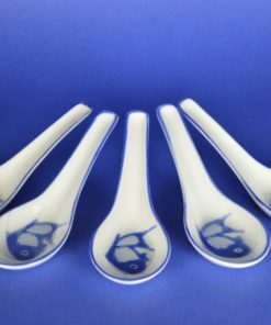 Rijstlepel met koi karper wit en blauw - porselein