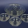 Art Deco schalen lijnenspel - kleurloos glas - 4 delig