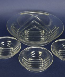 Art Deco schalen lijnenspel - kleurloos glas - 4 delig