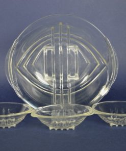 Art Deco schalen lijnenspel - kleurloos glas - 4 delig