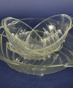 Art Deco schalen lijnenspel - kleurloos glas - 4 delig