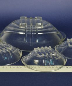 Art Deco schalen lijnenspel - kleurloos glas - 4 delig