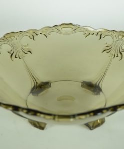 Fruitschaal op vier voetjes - grijs-bruin glas