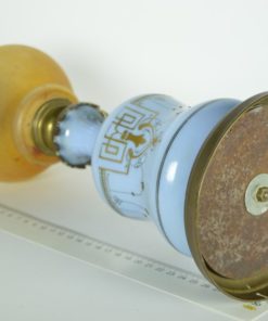 Olielamp blauw Jugendstil - glas en koper