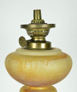 Olielamp blauw Jugendstil - glas en koper