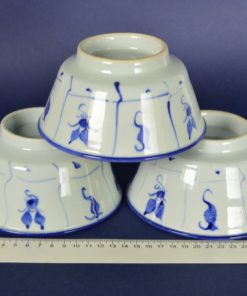 Chinese rijstkommen Qing porselein groot - set van 3