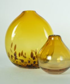 Vazen amberkleurig glas - set van 2