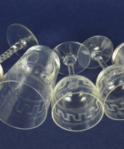 Port- en waterglazen met ingegraveerd meander patroon - set van 5