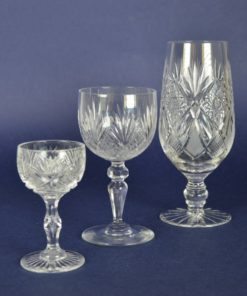 Kristal geslepen bier-, wijn- en likeurglas waaiermotief - set van 3