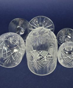 Kristal geslepen bier-, wijn- en likeurglas waaiermotief - set van 3