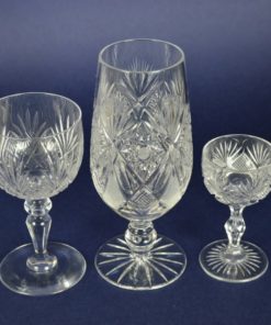 Kristal geslepen bier-, wijn- en likeurglas waaiermotief - set van 3