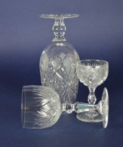 Kristal geslepen bier-, wijn- en likeurglas waaiermotief - set van 3