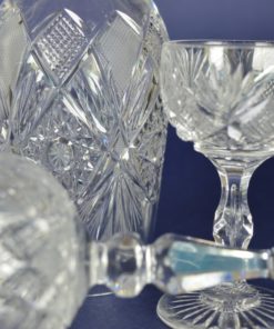 Kristal geslepen bier-, wijn- en likeurglas waaiermotief - set van 3